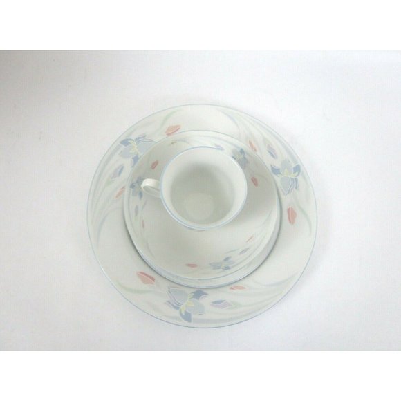 Iris Pattern Dinner Place Setting 4 Pieces Plate Bowl Cup Fresh Flowers by Excel - Picture 3 of 9